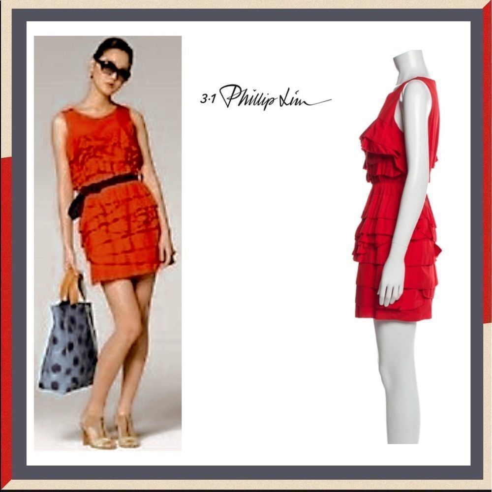 3.1 Phillip Lim Scoop Neck Ruffle Mini Dress size 6